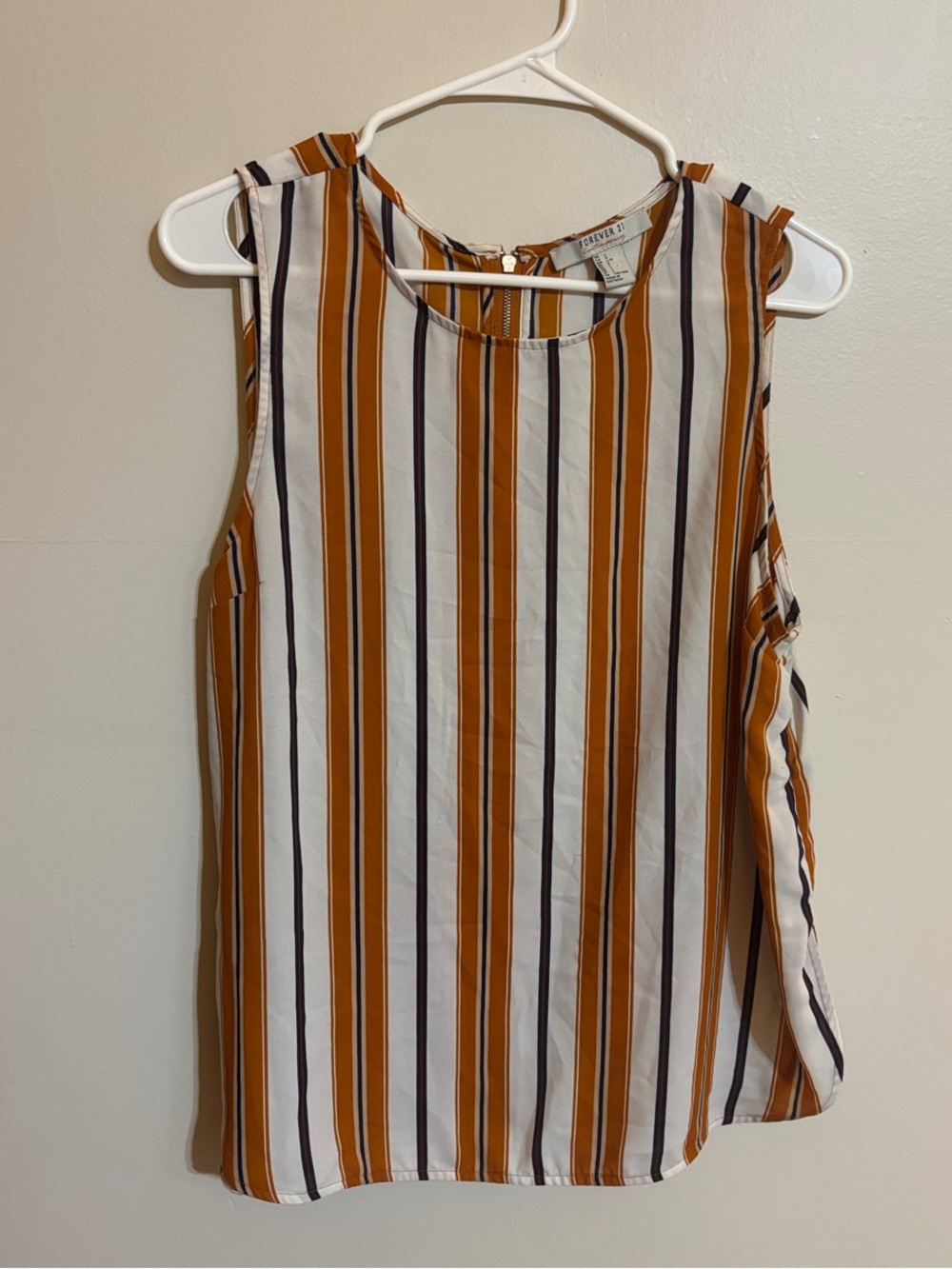 Forever 21 Mustard, White and Blacklyyuky you Striped Sleeveless w